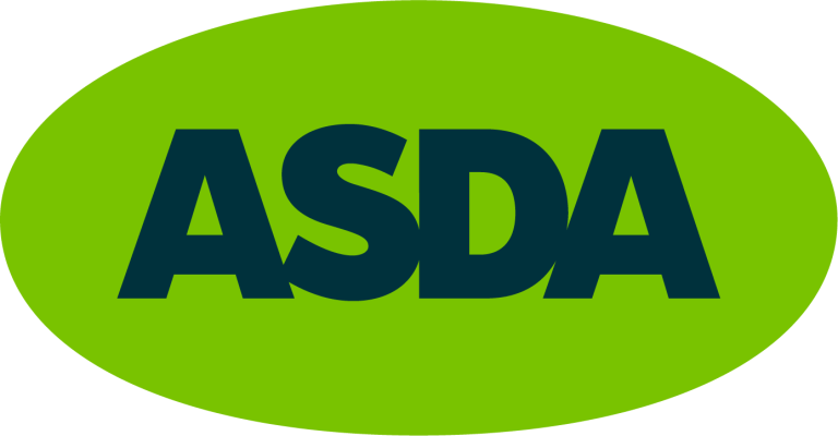 ASDA's new blue font logo with green background
